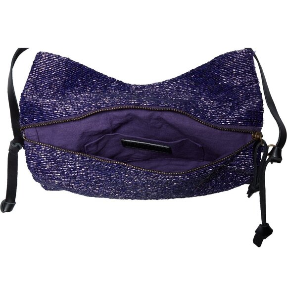 Free People Plus One Embellished Beaded Crossbody Bag Orchid Violet NWT - Picture 6 of 10